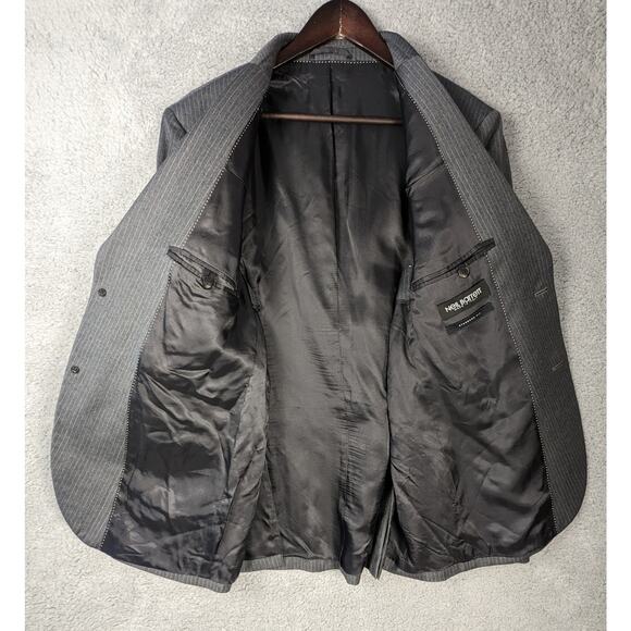 Neil Barrett Sport Coat Wool Notch Lapel‎ Mens 40 Gray Pinstripe Italian Blazer - Picture 4 of 15